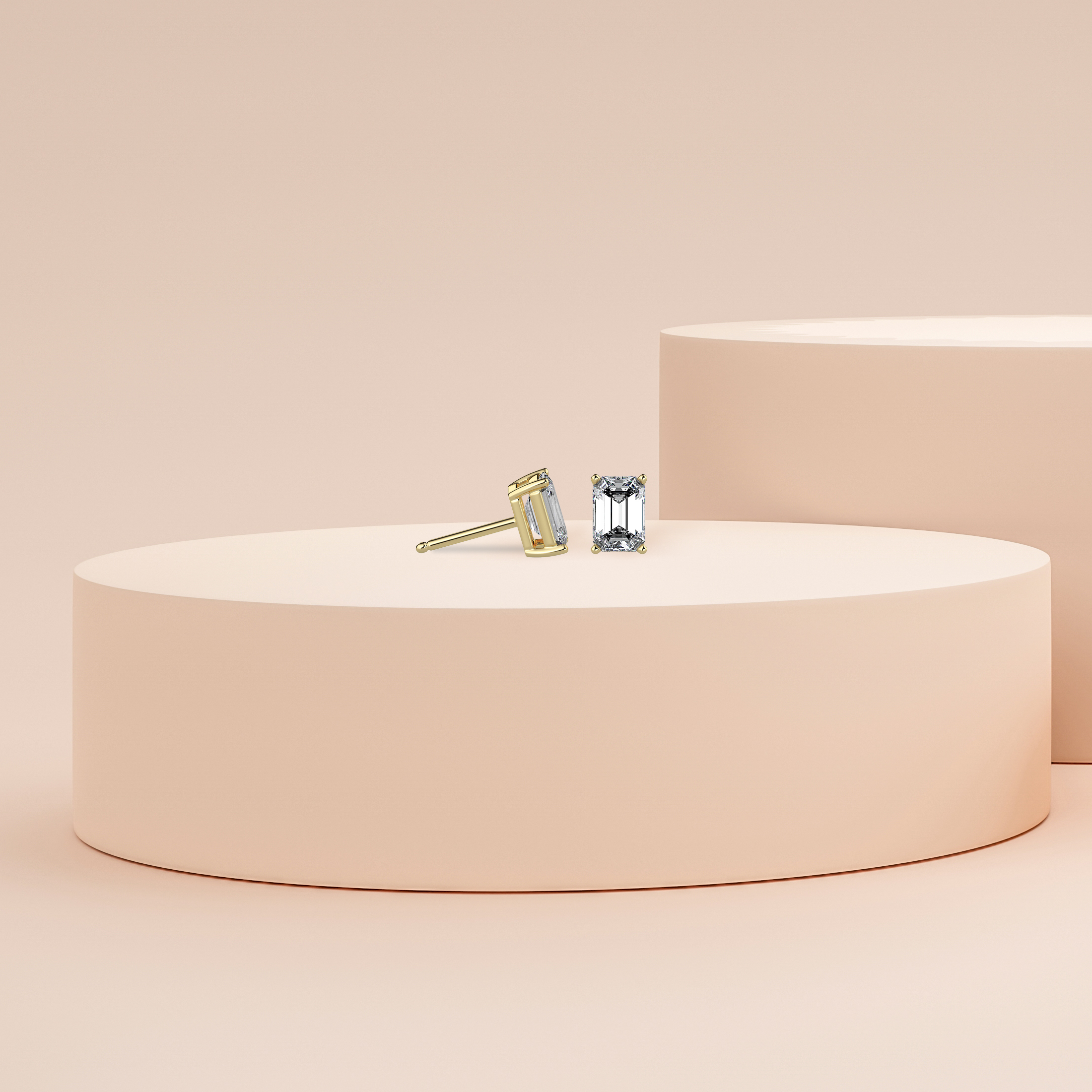 Emerald Lab Grown Diamond Solitaire Studs_in-stock