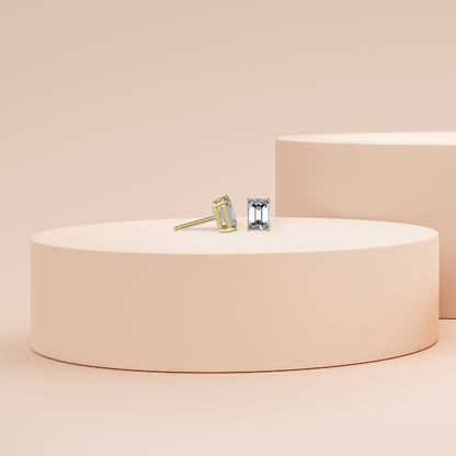 Emerald Lab Grown Diamond Solitaire Studs_in-stock