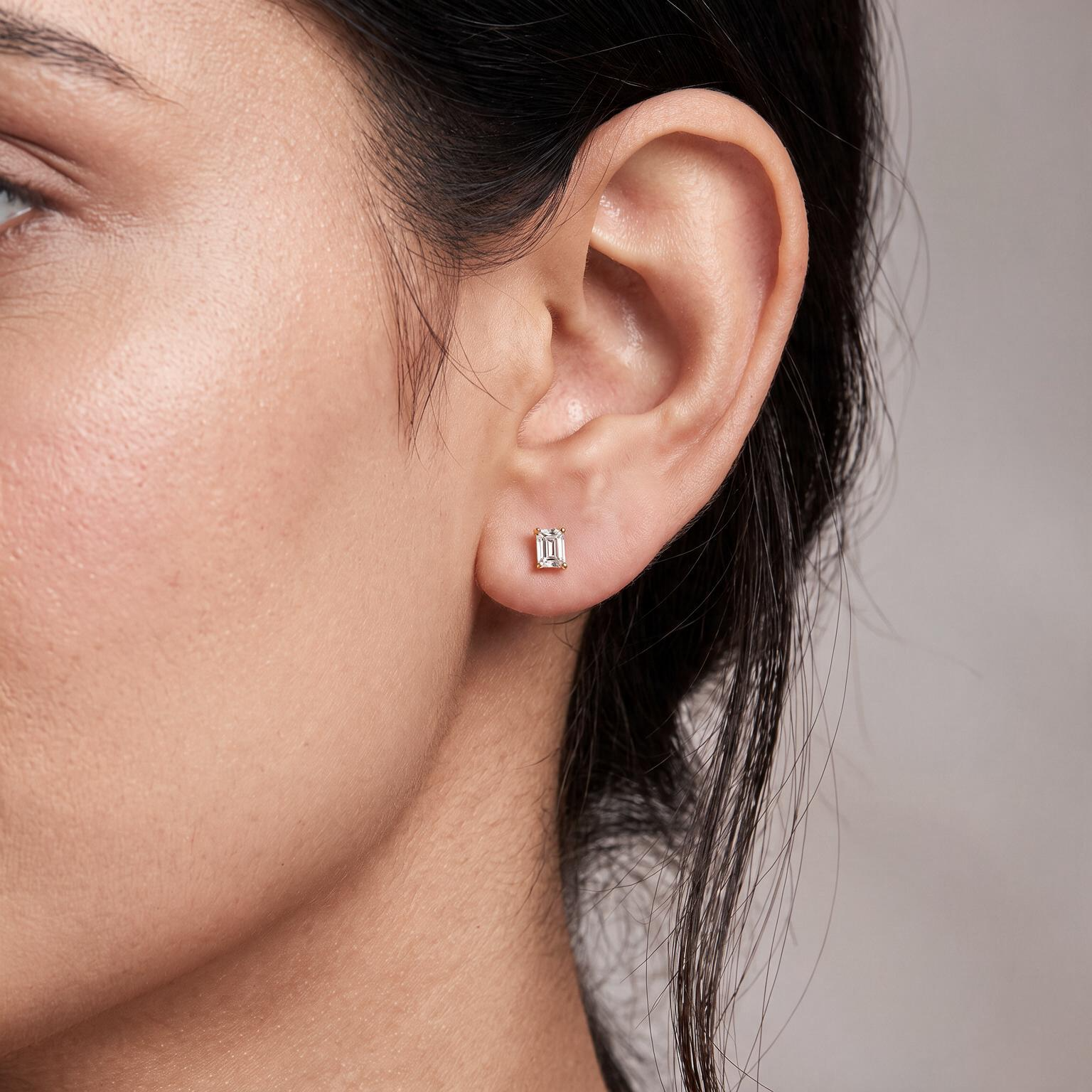 Emerald Lab Grown Diamond Solitaire Studs