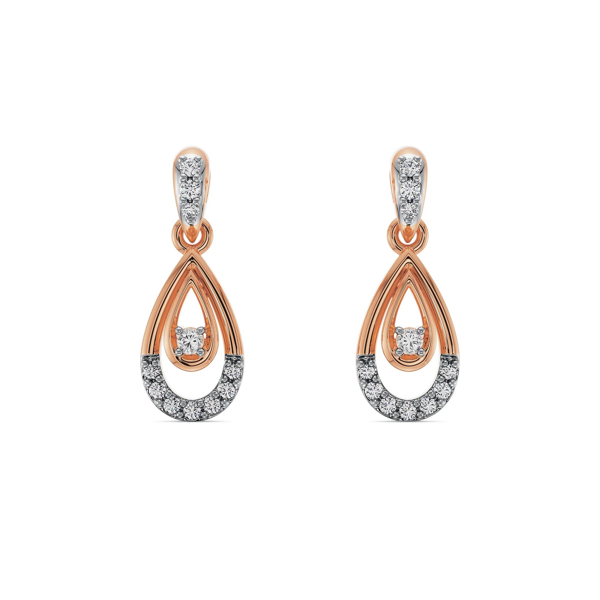 Glamorous Diamond Dangle Earrings Front View in 9KT