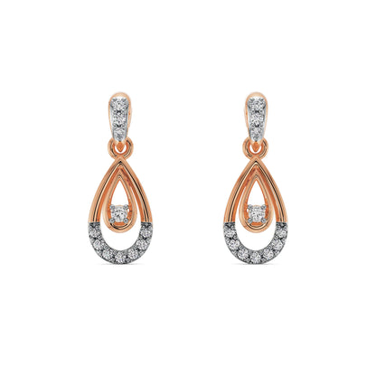 Glamorous Diamond Dangle Earrings Front View in 9KT