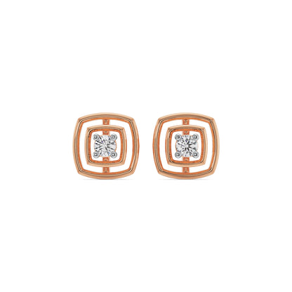 Square Brilliance Diamond Studs Front view