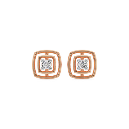 Square Brilliance Diamond Studs Front view in 9KT