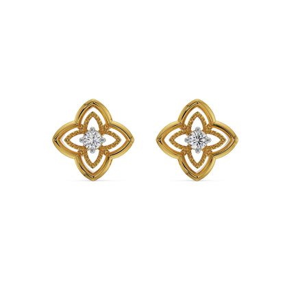 Star Brilliance Diamond Studs Front View in 9KT