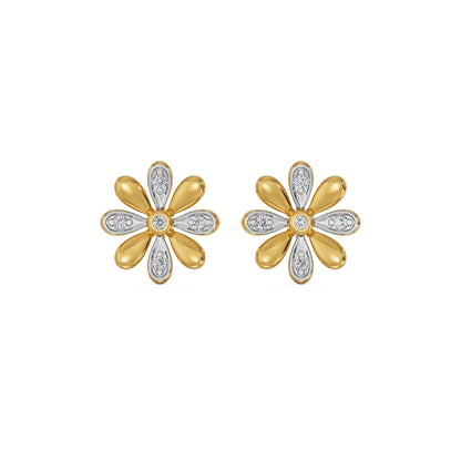 Floral Diamond Studs Front view