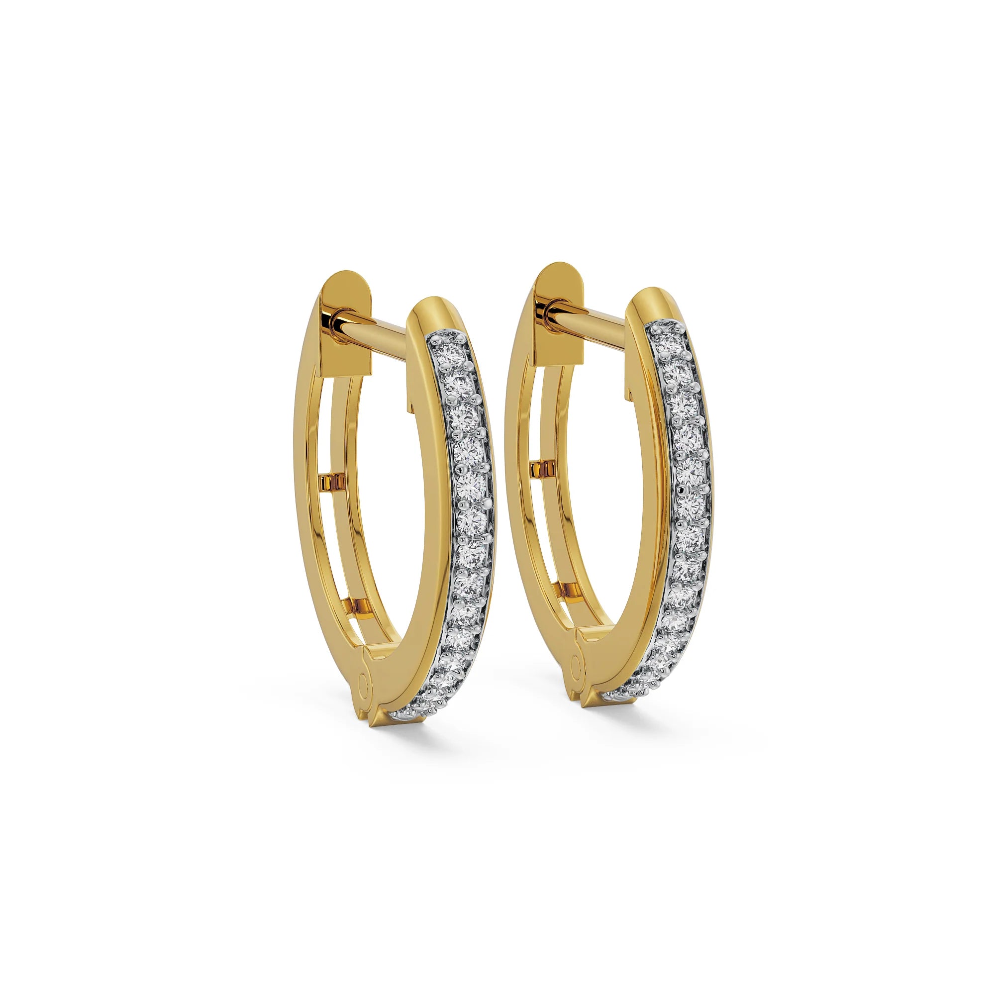 Round Diamond Hoops Side View in 9KT