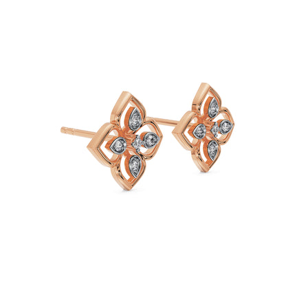 Brilliant Diamond Floral Studs Side View