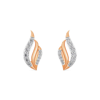 Leafy Splendor Diamond Earrings Front View in 9KT