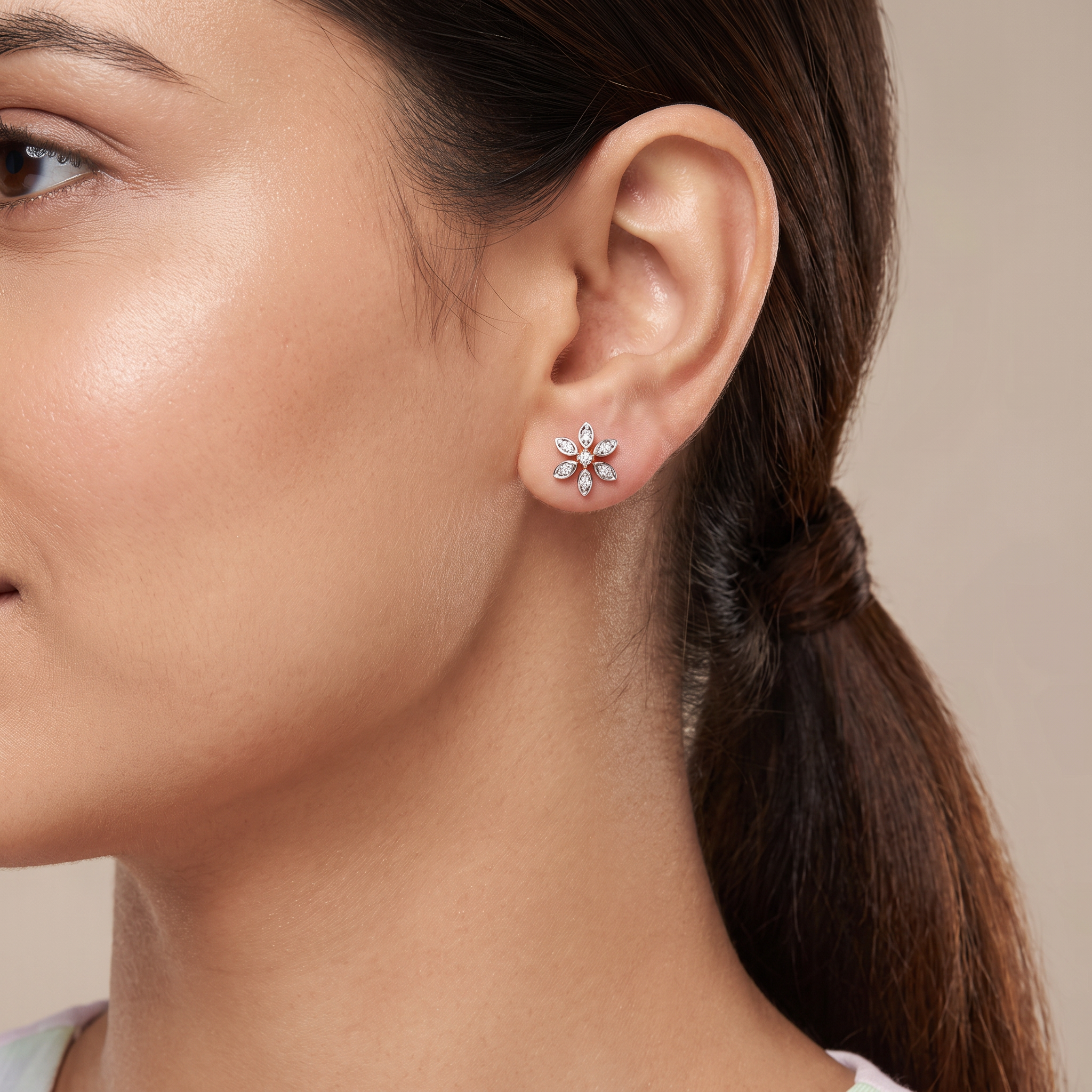 Delicate Blossom Lab Grown Diamond Stud Earrings