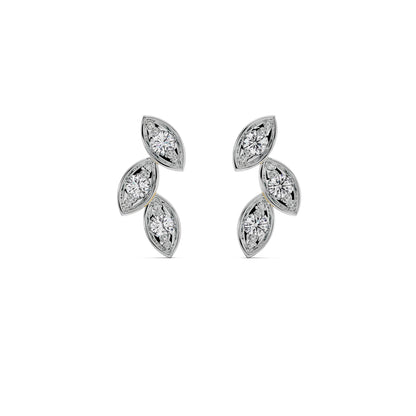 Marquise Mirage Diamond Studs Front View in 9KT