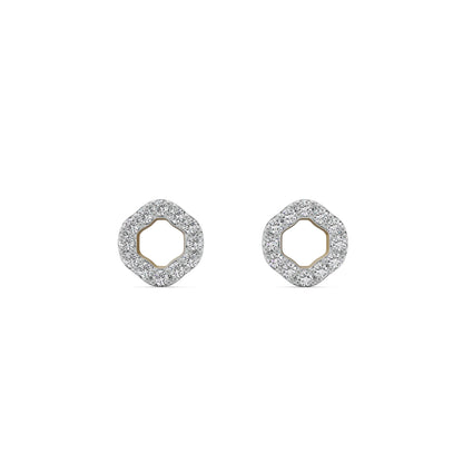 Hollow Diamond Studs Front View in 9KT