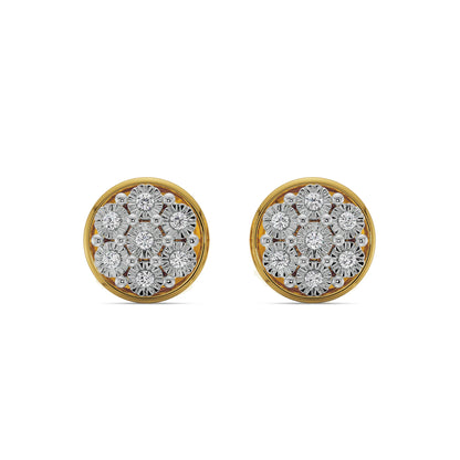 Round Brilliance Diamond Studs Front View in 9KT