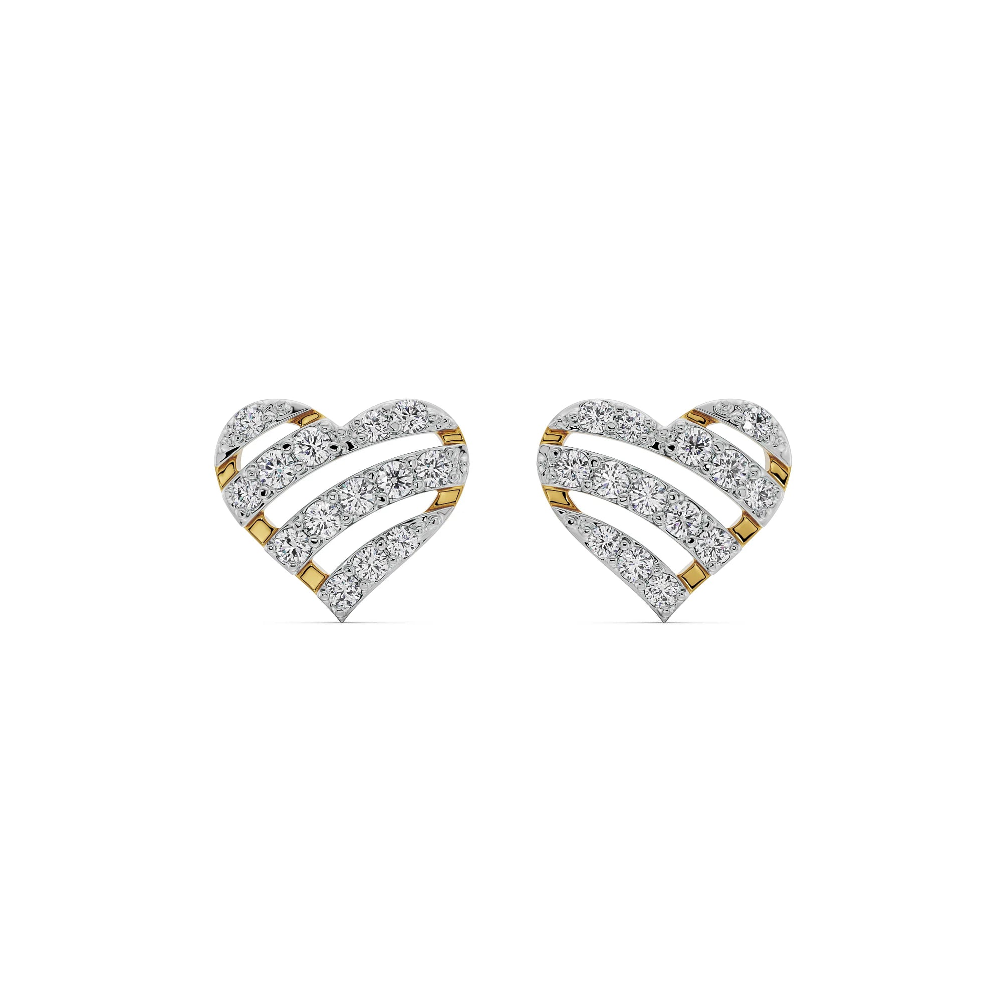 Cupid's Delight Diamond Studs Front View in 9KT