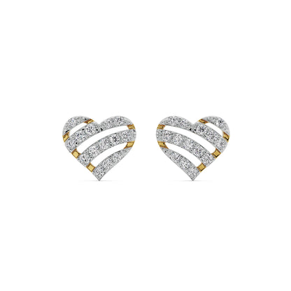 Cupid's Delight Diamond Studs Front View in 9KT
