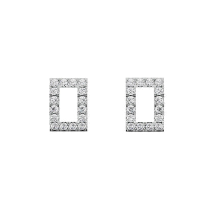 Contemporary Chic Rectangle Studs Front View in 9KT