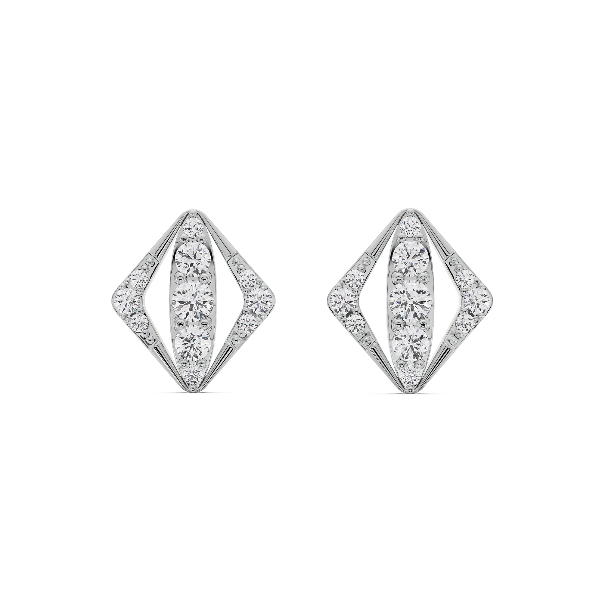 Rhombus Glamour Diamond Studs Front View
