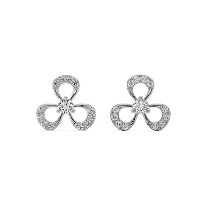 Blooming Floral Diamond Studs Front View in 9KT