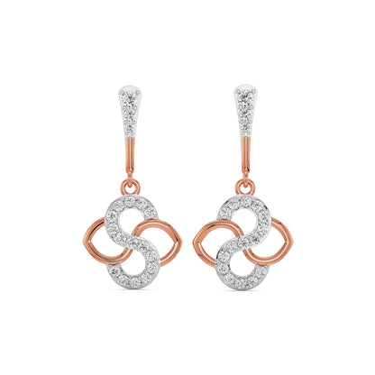 S-Curve Brilliance Diamond Studs Front View in 9KT