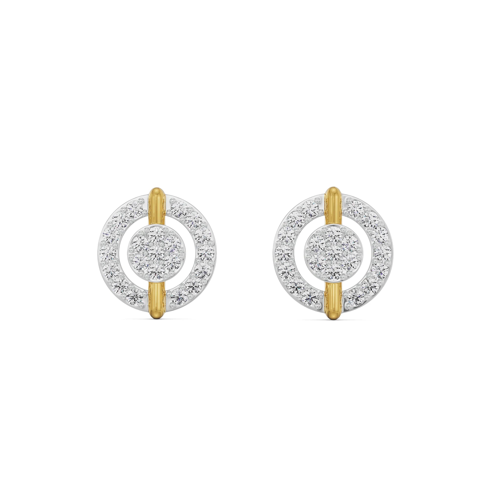 In the Loop Diamond Studs Front View in 9KT