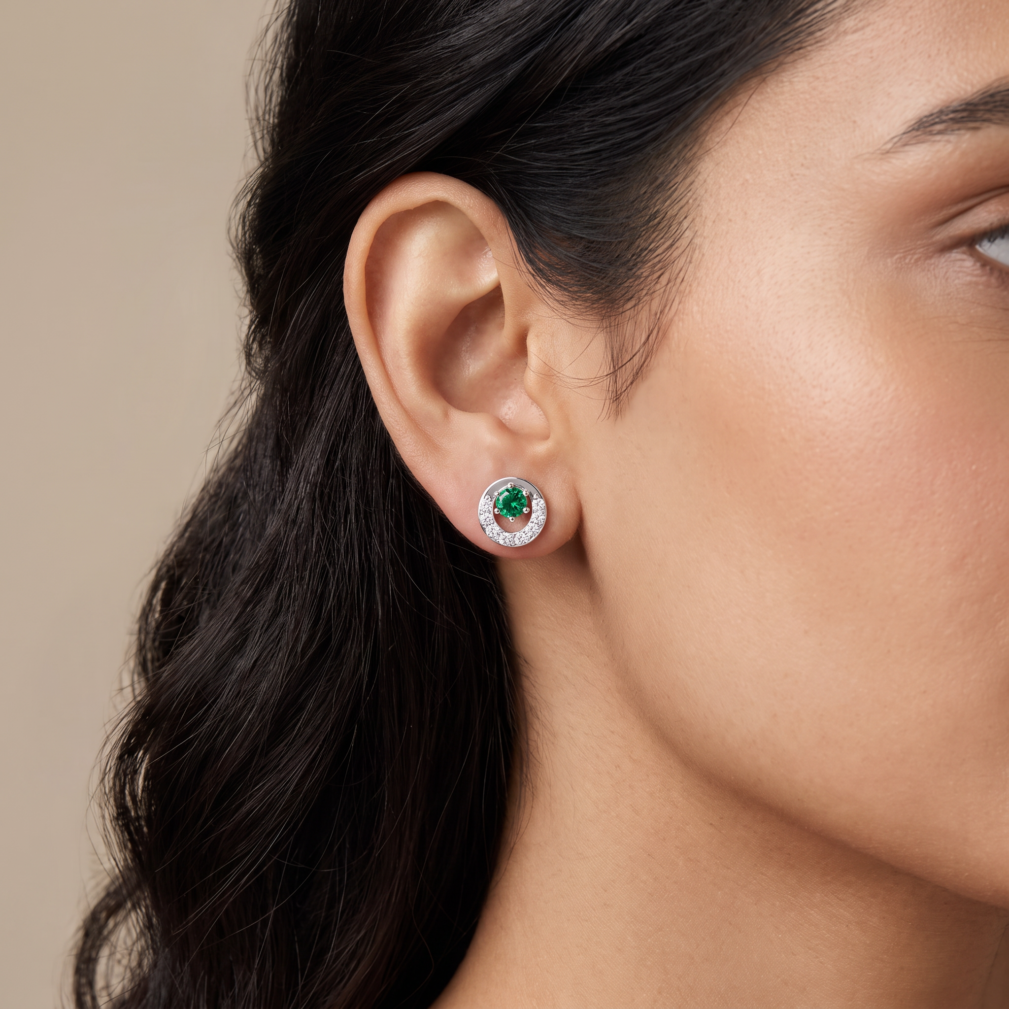 Halo Emerald Lab Grown Diamond Studs