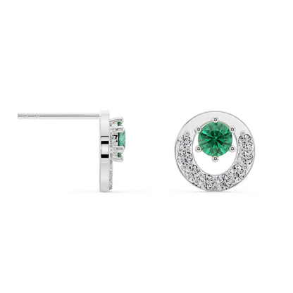 Halo Emerald Lab Grown Diamond Studs_in-stock