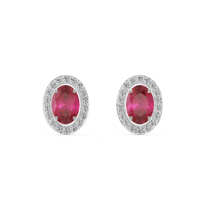 Vintage Ruby Diamond Studs Front view