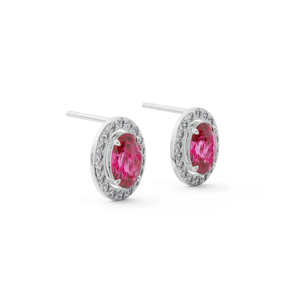 Vintage Ruby Diamond Studs Side View