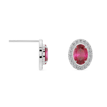 Vintage Ruby Diamond Studs Prospective View