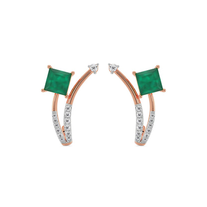 Emerald Delight Earrings Front View in 9KT