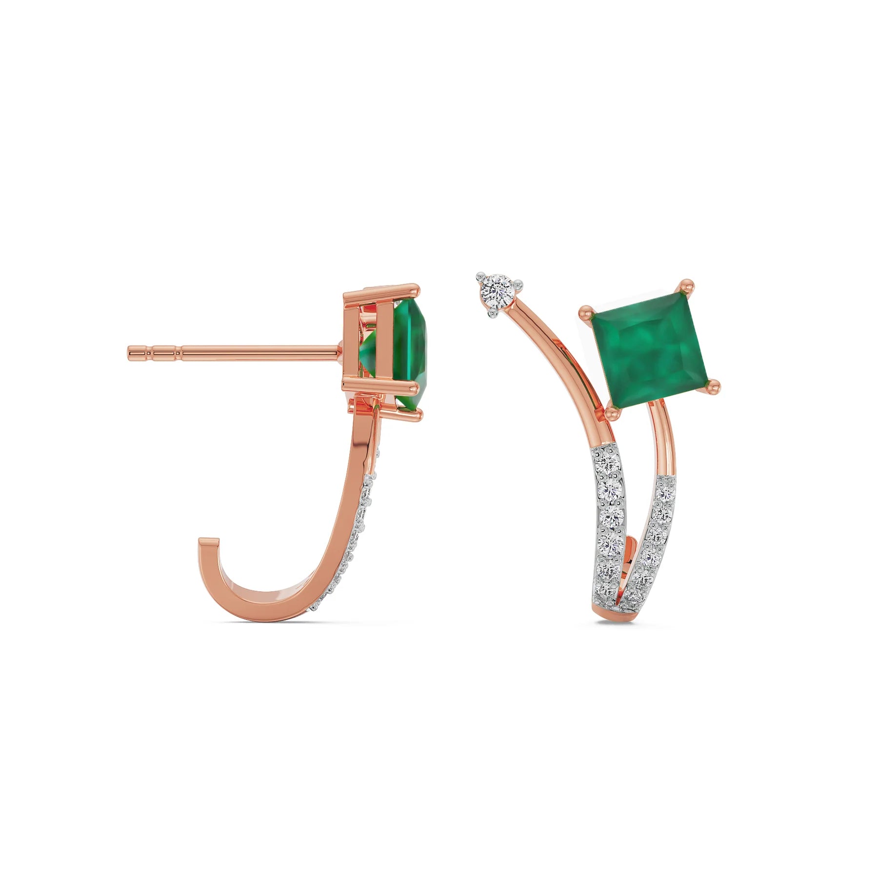 Emerald Delight Lab Grown Diamond Earrings 9KT