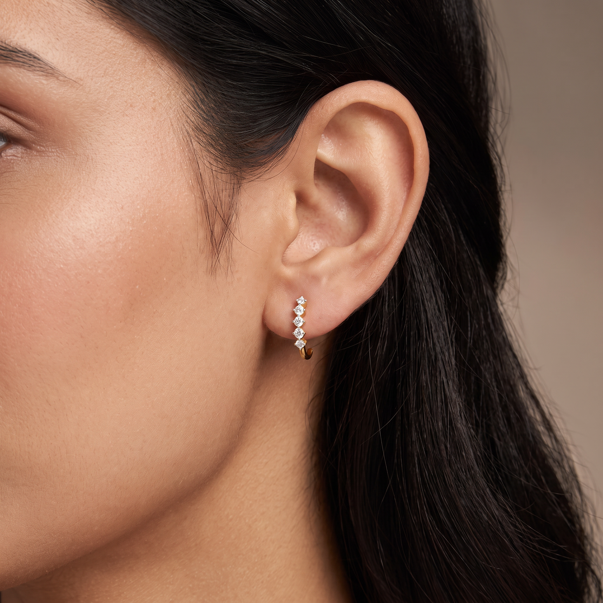 Round Lab Grown Diamond Quintet Earrings