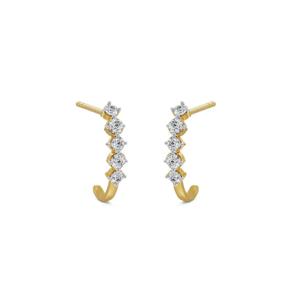 Round Diamond Quintet Earrings Prospective View in 9KT