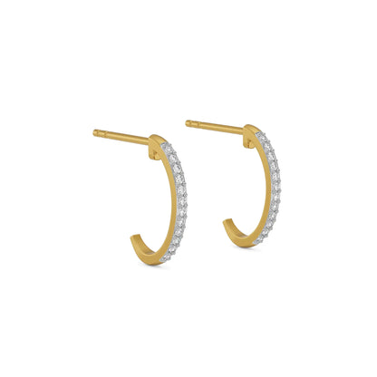 Semi Round Diamond Hoops Side View