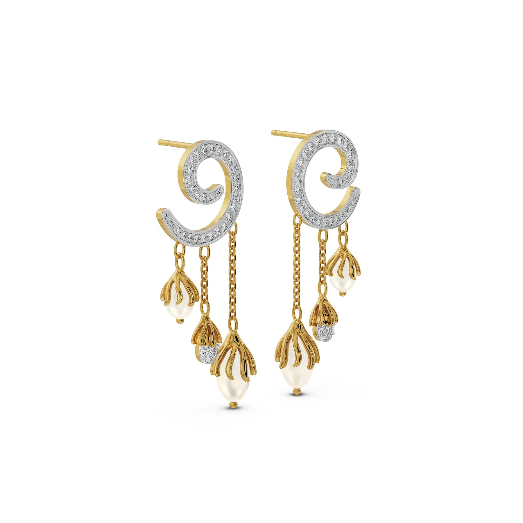 Pearl Drop Lab Grown Diamond Earrings 9KT