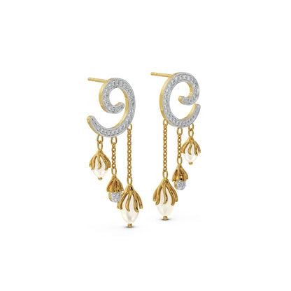 Pearl Drop Lab Grown Diamond Earrings 9KT