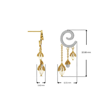 Pearl Drop Lab Grown Diamond Earrings 9KT