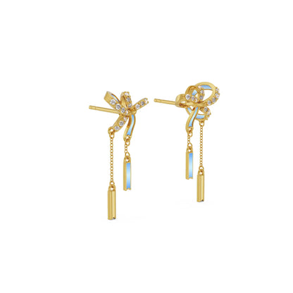 Charming Bow Tassel Lab Grown Diamond Earrings_in-stock