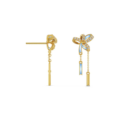 Charming Bow Tassel Lab Grown Diamond Earrings_in-stock