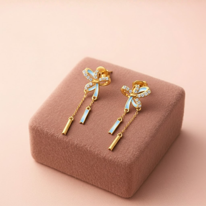 Charming Bow Tassel Lab Grown Diamond Earrings
