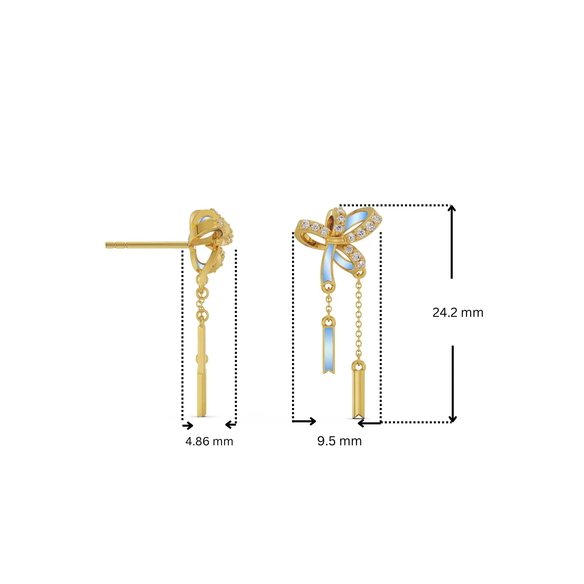 Charming Bow Tassel Lab Grown Diamond Earrings 9KT