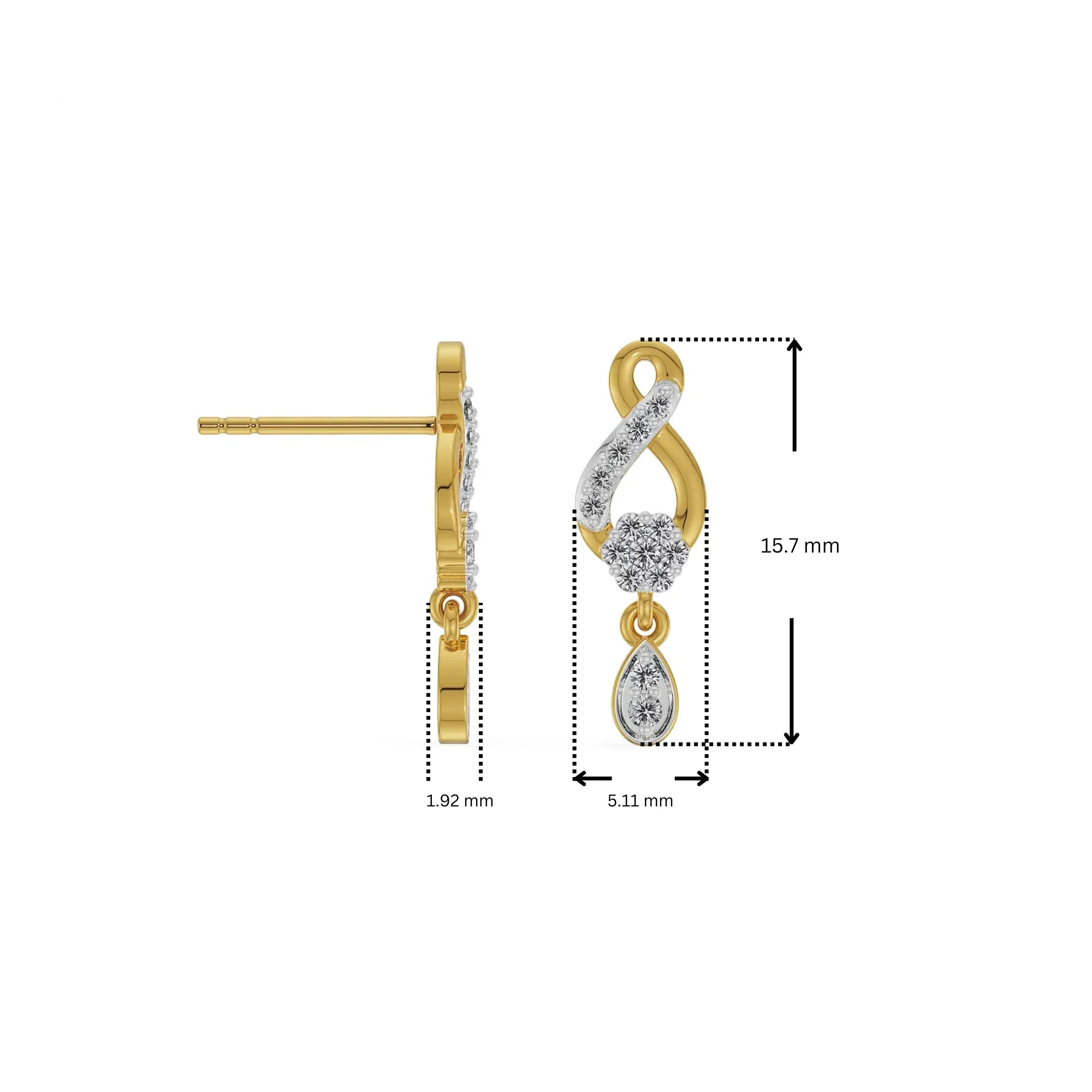 Shimmering Lab Grown Diamond Drop Earrings 9KT