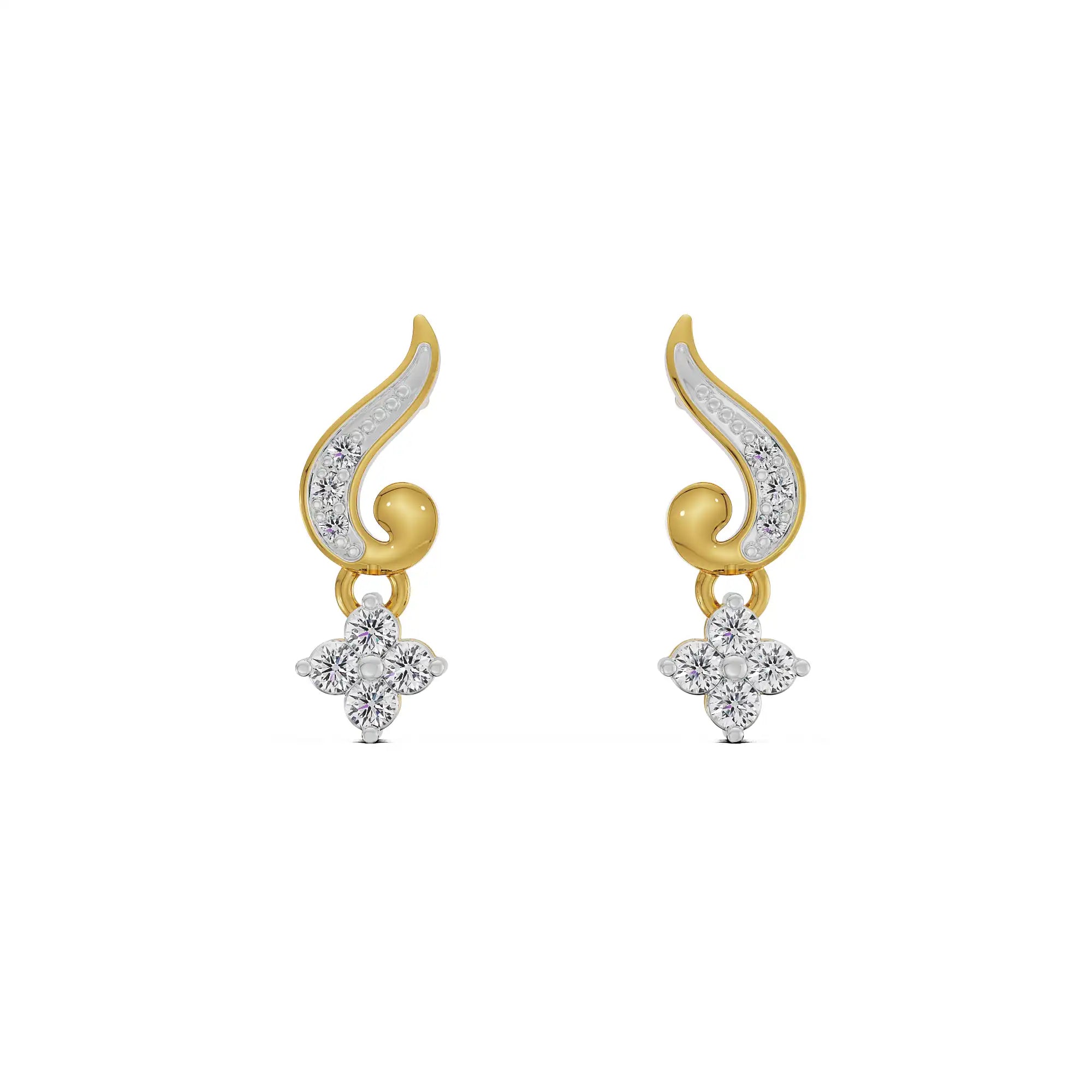 Gleaming Akira Diamond Earrings Front View in 9KT