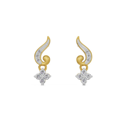 Gleaming Akira Diamond Earrings Front View in 9KT