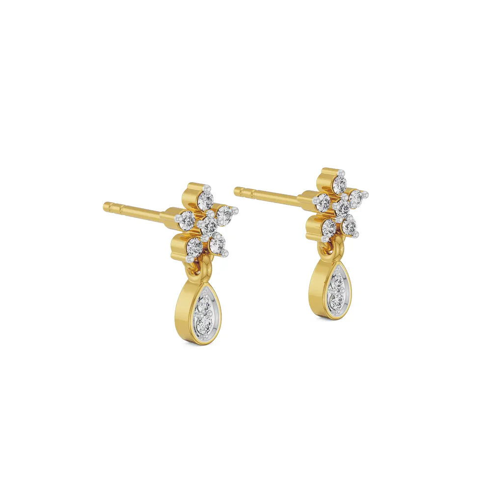 Viez Floral Lab Grown Diamond Earrings 9KT