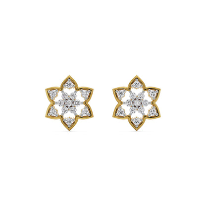 Floral Finesse Diamond Studs Front View