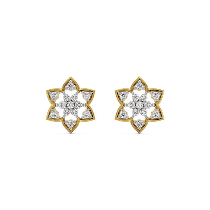 Floral Finesse Diamond Studs Front View in 9KT