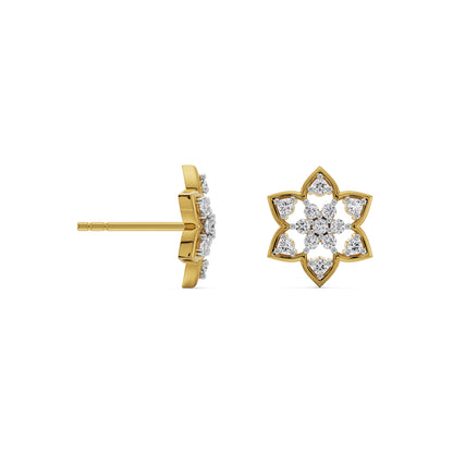 Floral Finesse Diamond Studs Prospective View