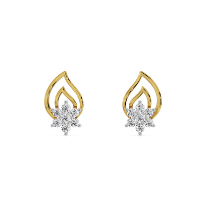 Petal Prestige Diamond Earrings Front View in 9KT
