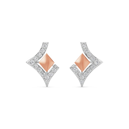 Geometric Grace Diamond Earrings Front View in 9KT
