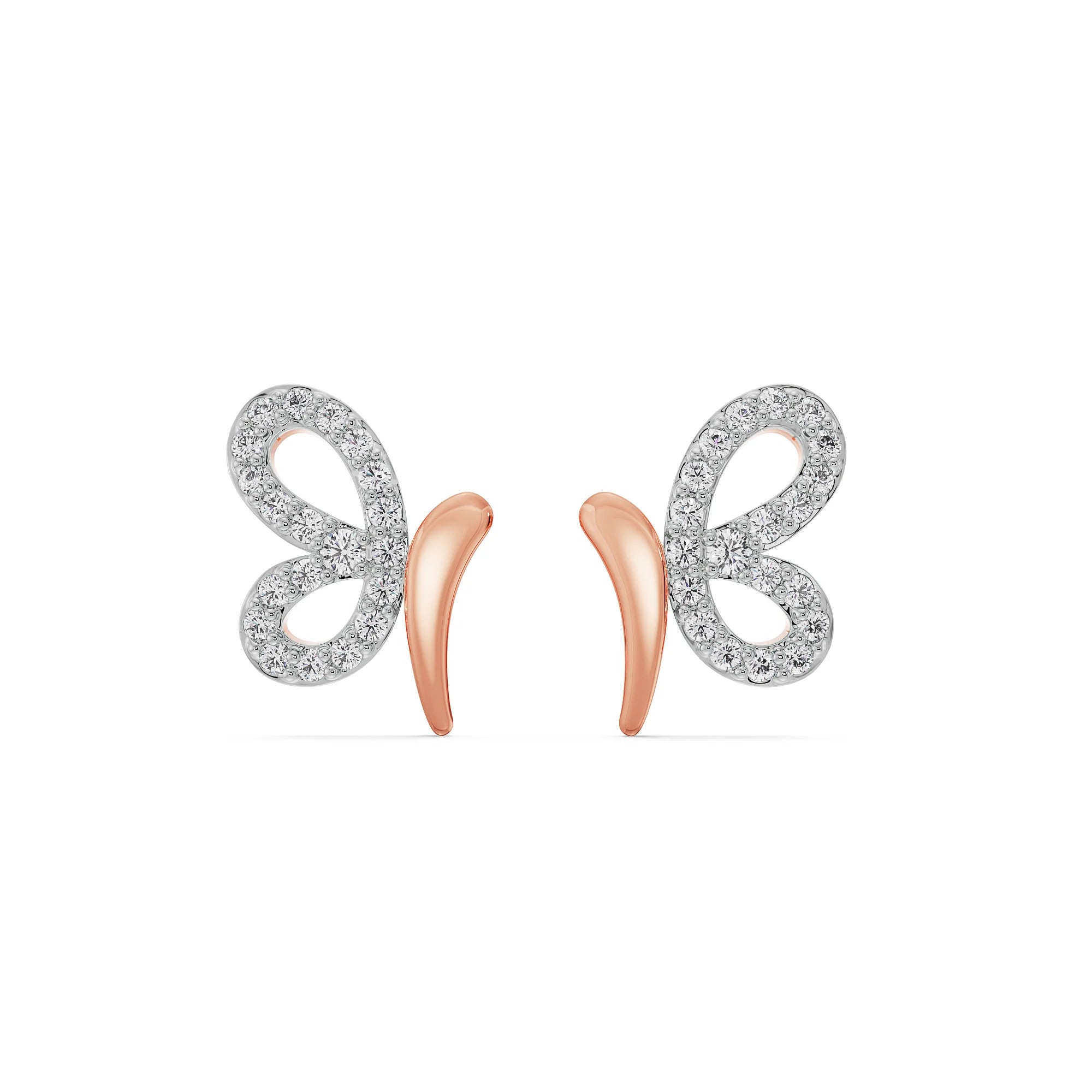 Fluttering Flair Diamond Earrings Front View in 9KT